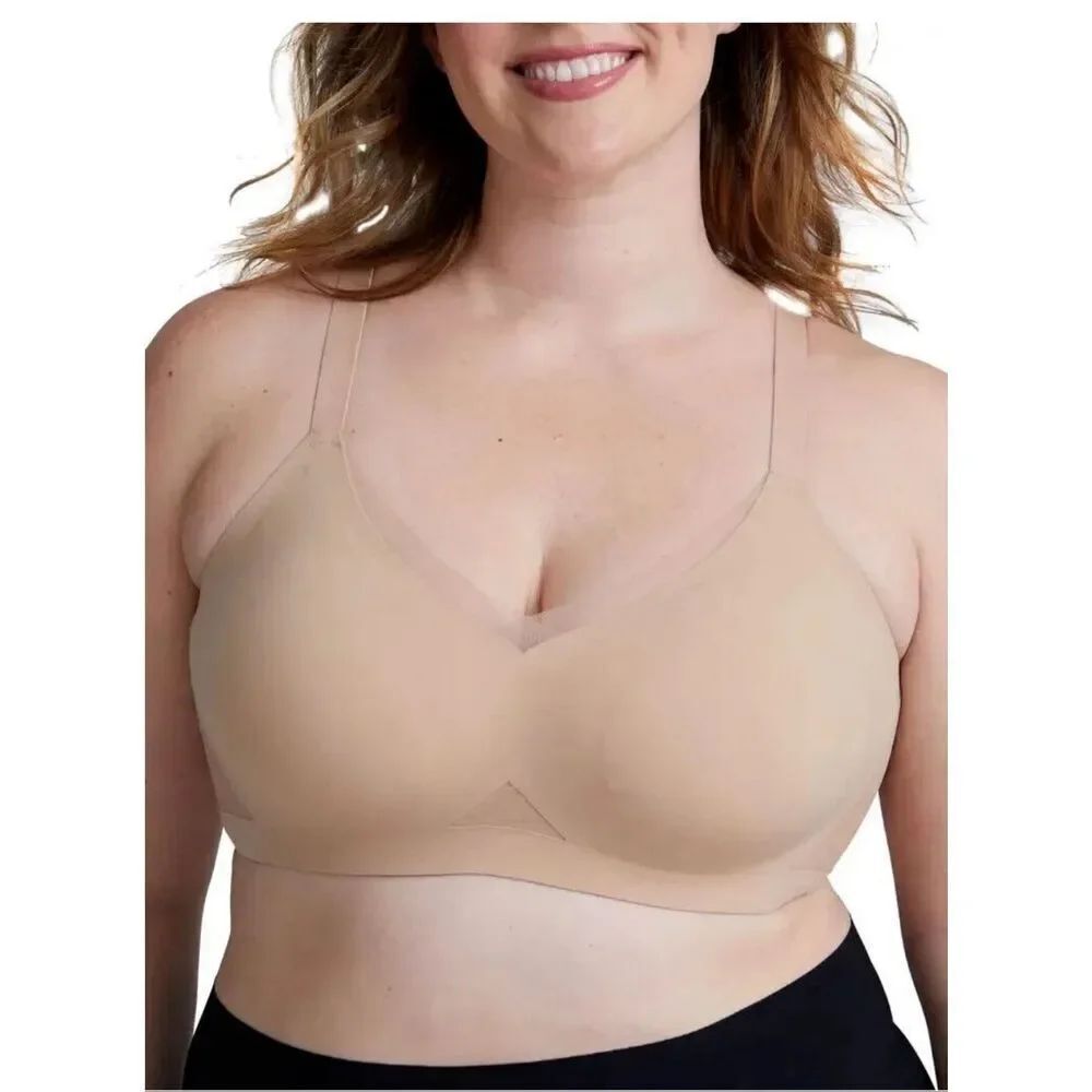 HONEYLOVE CROSSOVER WIRELESS BRA SAND WOMEN'S SIZE MEDIUM 36B/C